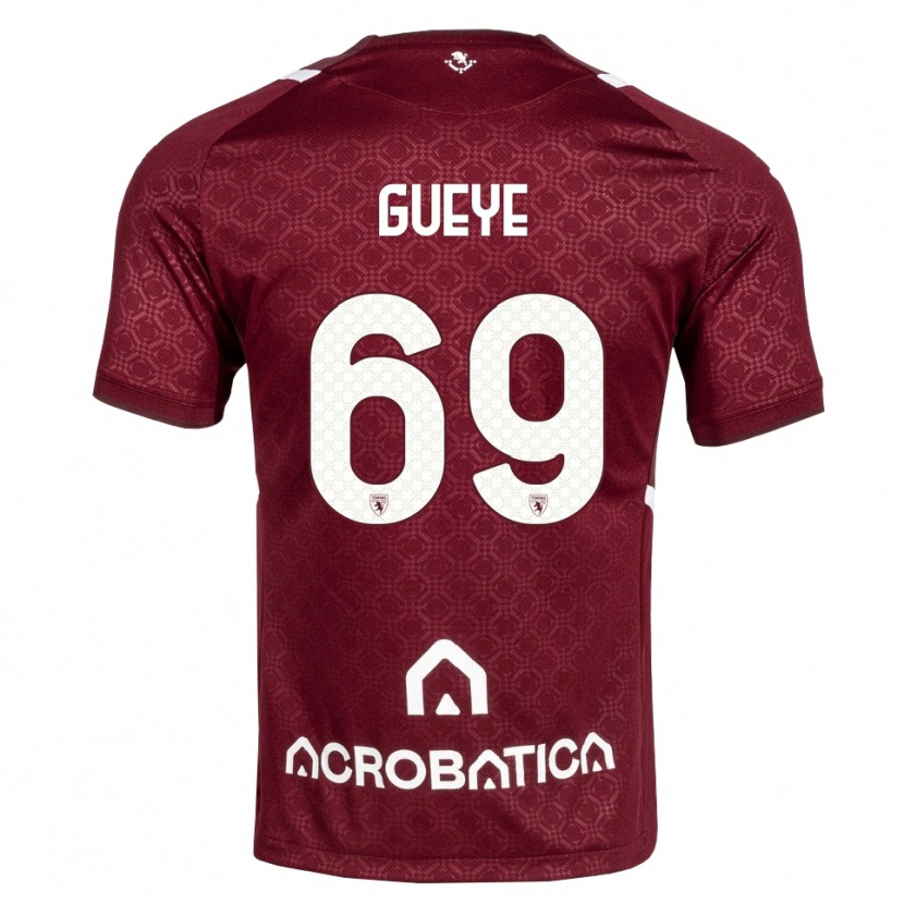 Danxen Donna Maglia Ousmane Gueye #69 Borgogna Bianco Kit Gara Home 2026/27 Maglietta