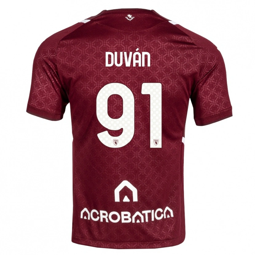 Danxen Donna Maglia Duván Zapata #91 Borgogna Bianco Kit Gara Home 2026/27 Maglietta