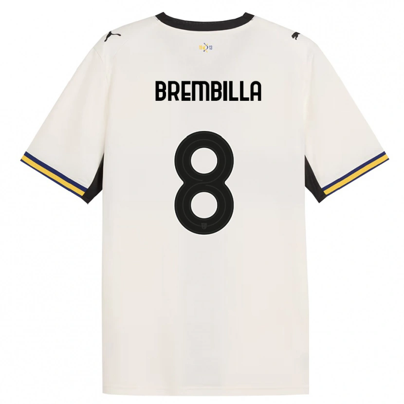Danxen Donna Maglia Cristiano Brembilla #8 Bianco Avorio Nero Giallo Kit Gara Home 2026/27 Maglietta
