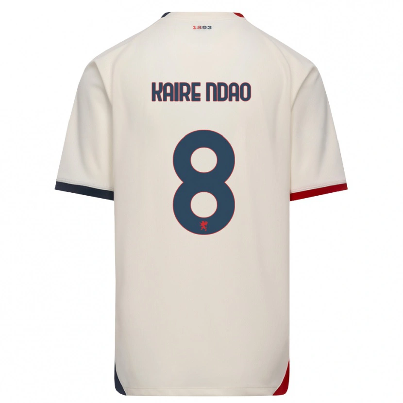 Danxen Donna Maglia Mor Kaire Ndao #8 Bianco Avorio Rosso Kit Gara Away 2026/27 Maglietta
