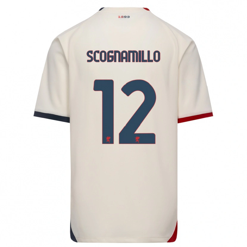 Danxen Donna Maglia Andrea Scognamillo #12 Bianco Avorio Rosso Kit Gara Away 2026/27 Maglietta