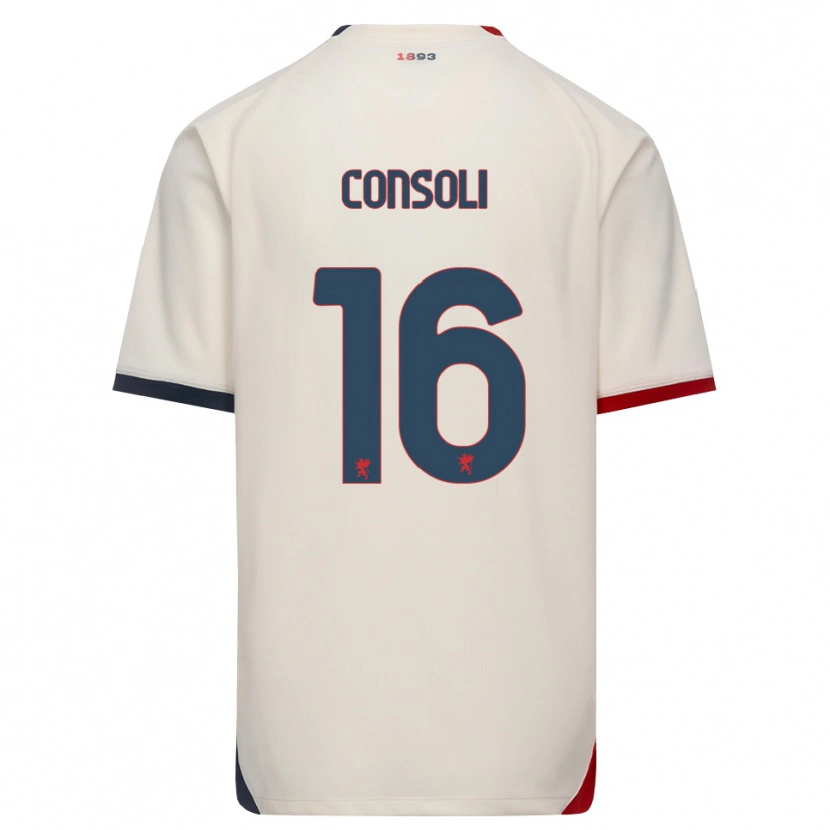 Danxen Donna Maglia Alessandro Consoli #16 Bianco Avorio Rosso Kit Gara Away 2026/27 Maglietta