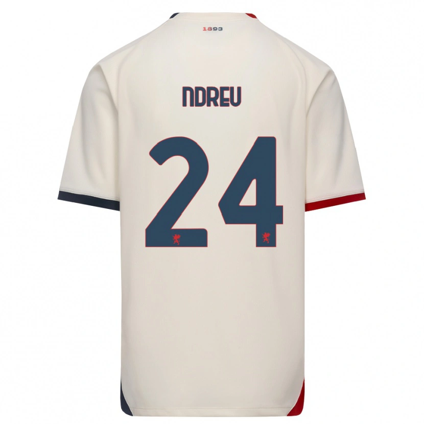 Danxen Donna Maglia Rikardo Ndreu #24 Bianco Avorio Rosso Kit Gara Away 2026/27 Maglietta