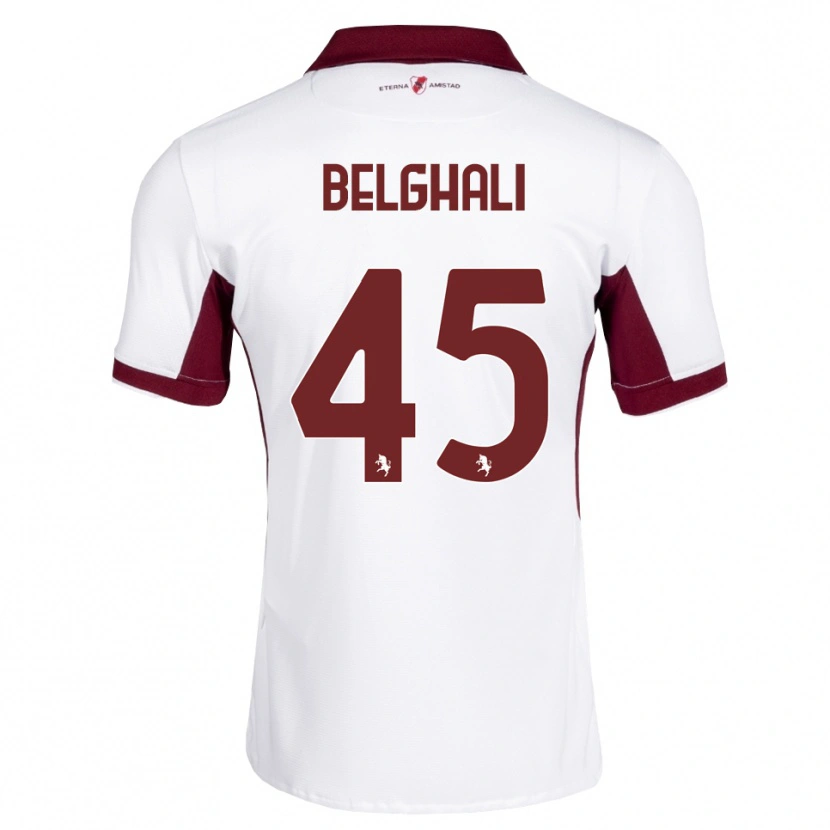 Danxen Donna Maglia Rafik Belghali #45 Borgogna Bianco Rosso Kit Gara Away 2026/27 Maglietta