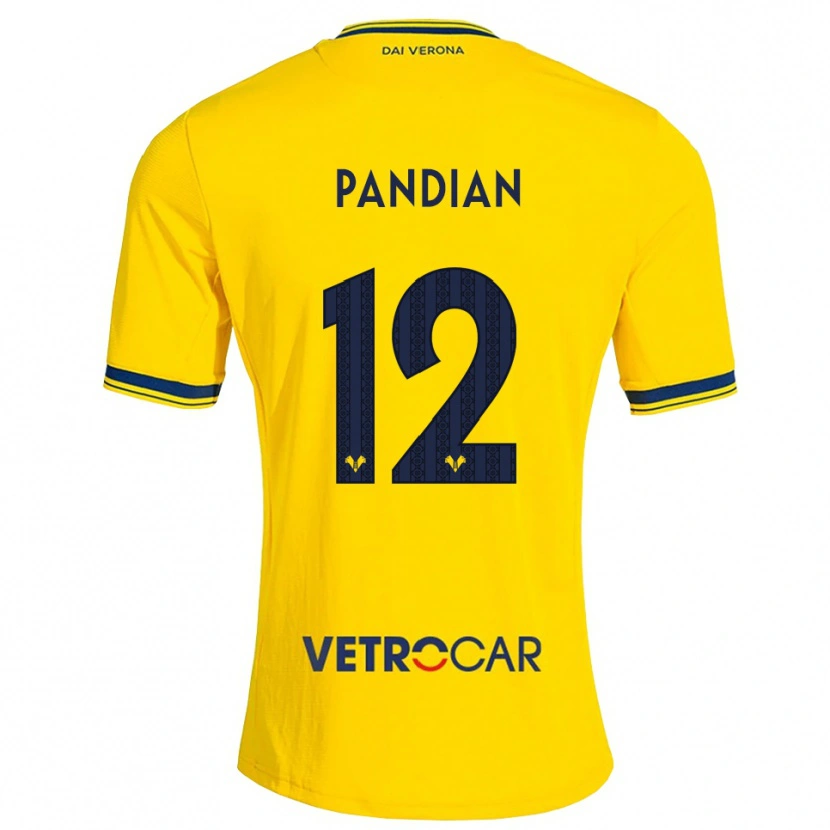 Danxen Donna Maglia Alessandro Pandian #12 Giallo Rosso Kit Gara Away 2026/27 Maglietta