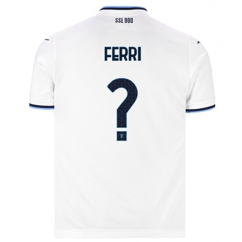 Danxen Donna Maglia Mattia Ferri #0 Bianco Blu Navy Kit Gara Away 2026/27 Maglietta