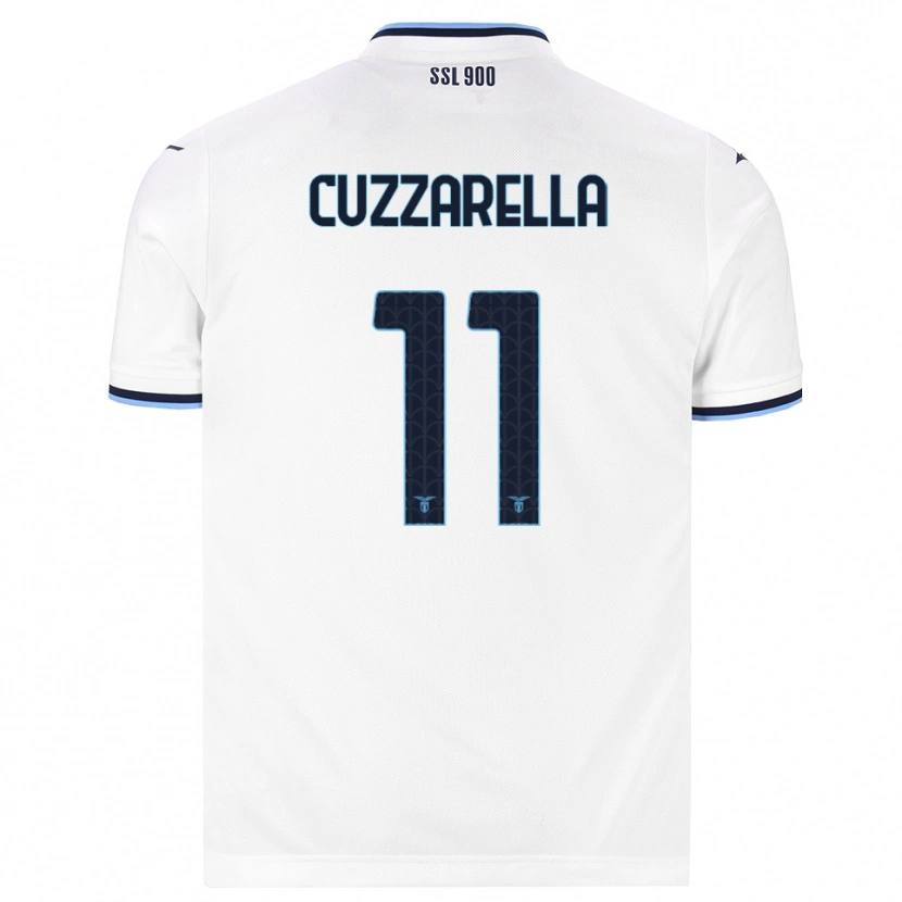 Danxen Donna Maglia Cristian Cuzzarella #11 Bianco Blu Navy Kit Gara Away 2026/27 Maglietta