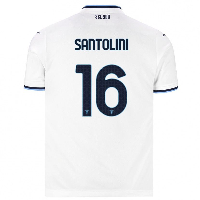 Danxen Donna Maglia Emanuele Santolini #16 Bianco Blu Navy Kit Gara Away 2026/27 Maglietta