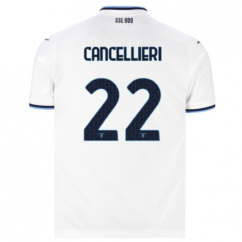 Danxen Donna Maglia Matteo Cancellieri #22 Bianco Blu Navy Kit Gara Away 2026/27 Maglietta