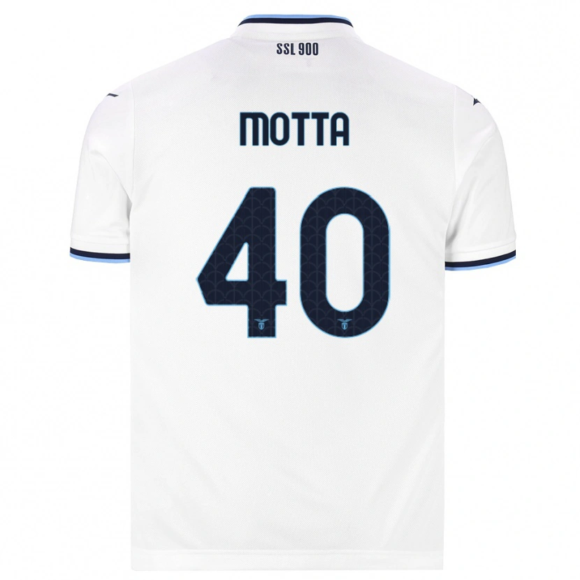Danxen Donna Maglia Edoardo Motta #40 Bianco Blu Navy Kit Gara Away 2026/27 Maglietta