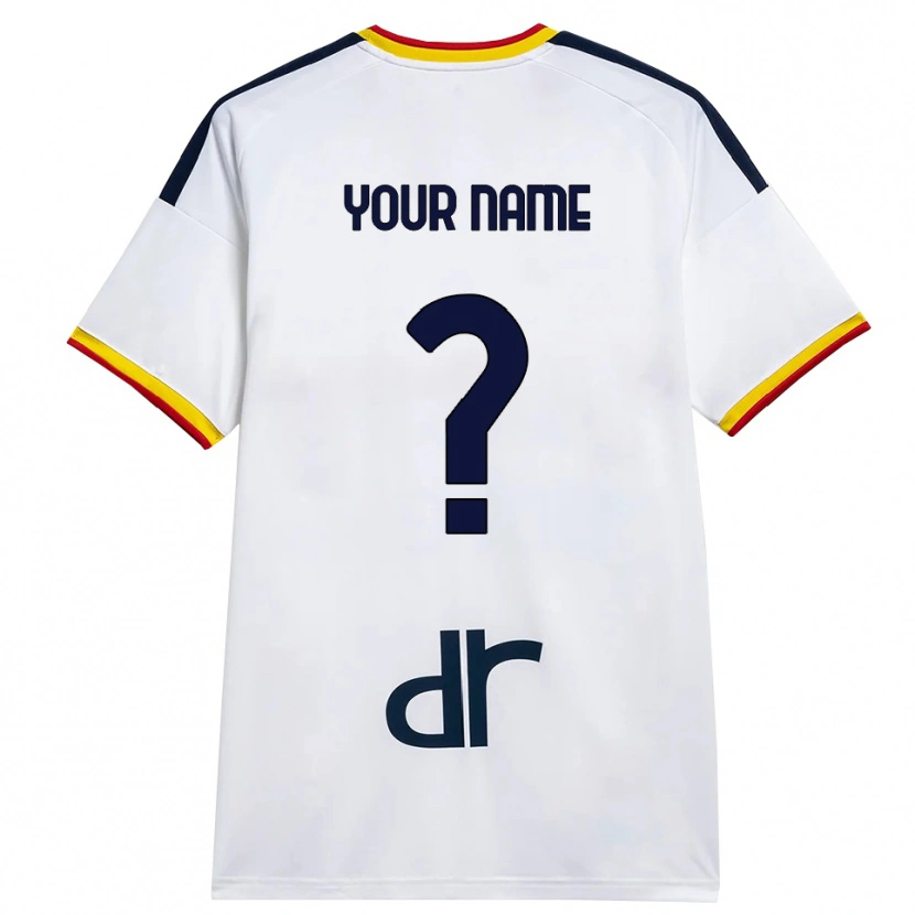 Danxen Donna Maglia Il Tuo Nome #0 Bianco Giallo Rosso Kit Gara Away 2026/27 Maglietta