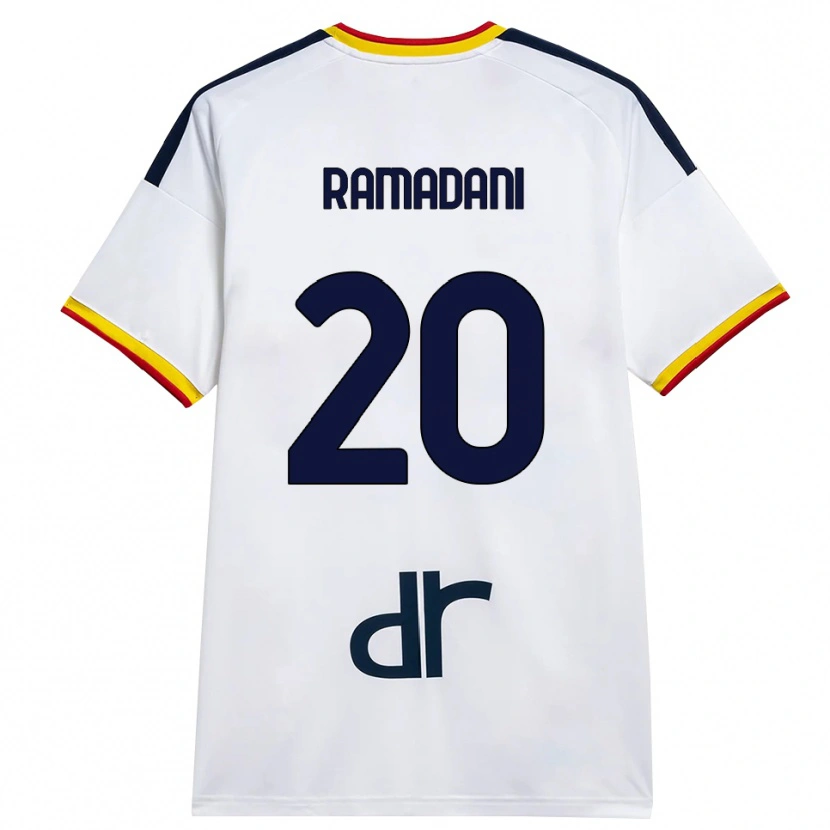 Danxen Donna Maglia Ylber Ramadani #20 Bianco Giallo Rosso Kit Gara Away 2026/27 Maglietta