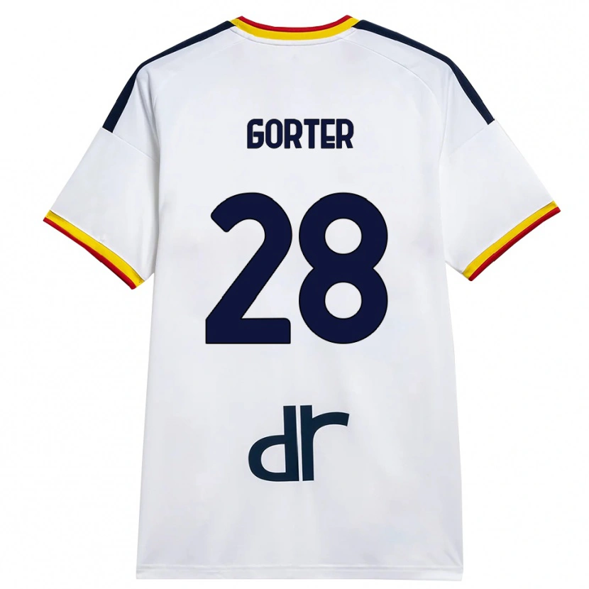 Danxen Donna Maglia Olaf Gorter #28 Bianco Giallo Rosso Kit Gara Away 2026/27 Maglietta