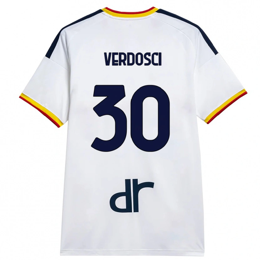 Danxen Donna Maglia Simone Verdosci #30 Bianco Giallo Rosso Kit Gara Away 2026/27 Maglietta