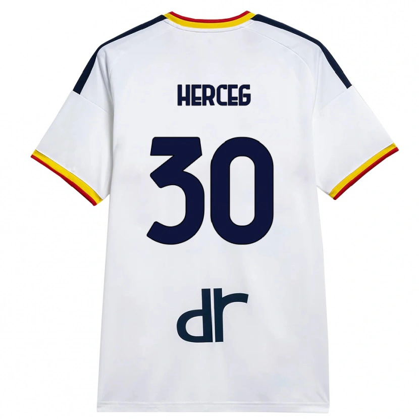 Danxen Donna Maglia Lovro Herceg #30 Bianco Giallo Rosso Kit Gara Away 2026/27 Maglietta