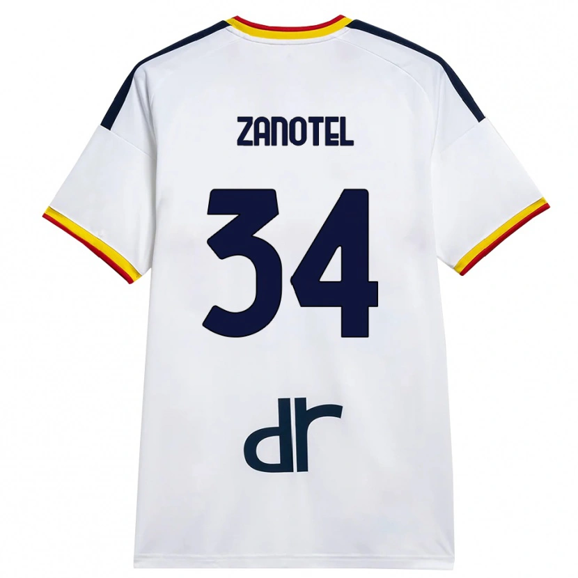 Danxen Donna Maglia Giovanni Zanotel #34 Bianco Giallo Rosso Kit Gara Away 2026/27 Maglietta
