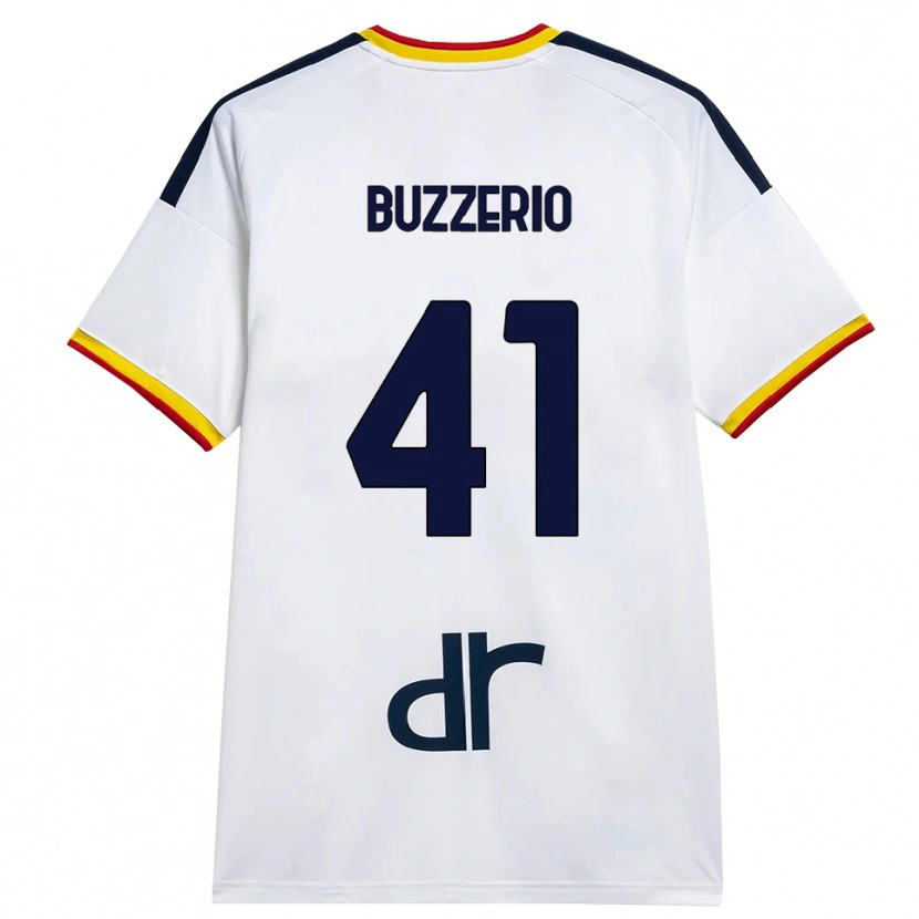 Danxen Donna Maglia Mattia Buzzerio #41 Bianco Giallo Rosso Kit Gara Away 2026/27 Maglietta