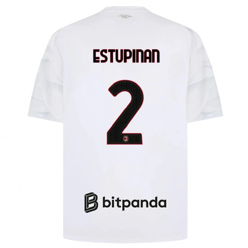 Danxen Donna Maglia Pervis Estupiñán #2 Bianco Rosso Nero Kit Gara Away 2026/27 Maglietta