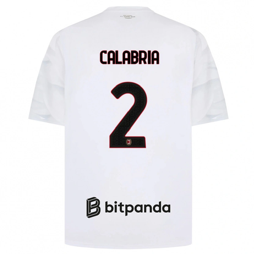 Danxen Donna Maglia Davide Calabria #2 Bianco Rosso Nero Kit Gara Away 2026/27 Maglietta