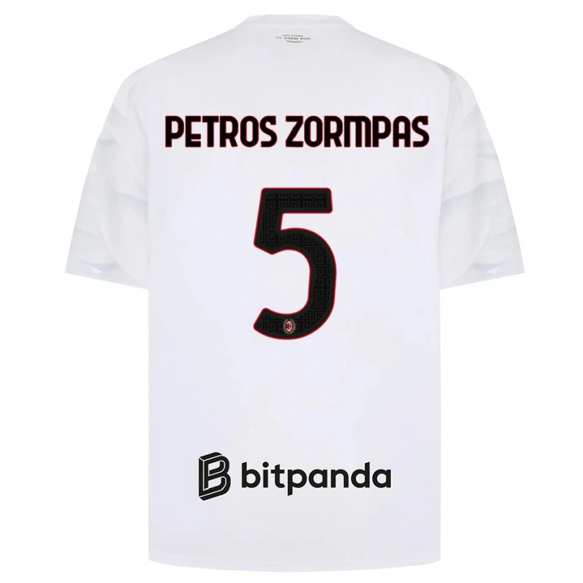 Danxen Donna Maglia Spyridon Petros Zorbas #5 Bianco Rosso Nero Kit Gara Away 2026/27 Maglietta