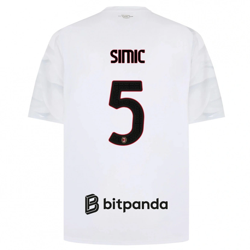 Danxen Donna Maglia Jan-Carlo Simic #5 Bianco Rosso Nero Kit Gara Away 2026/27 Maglietta