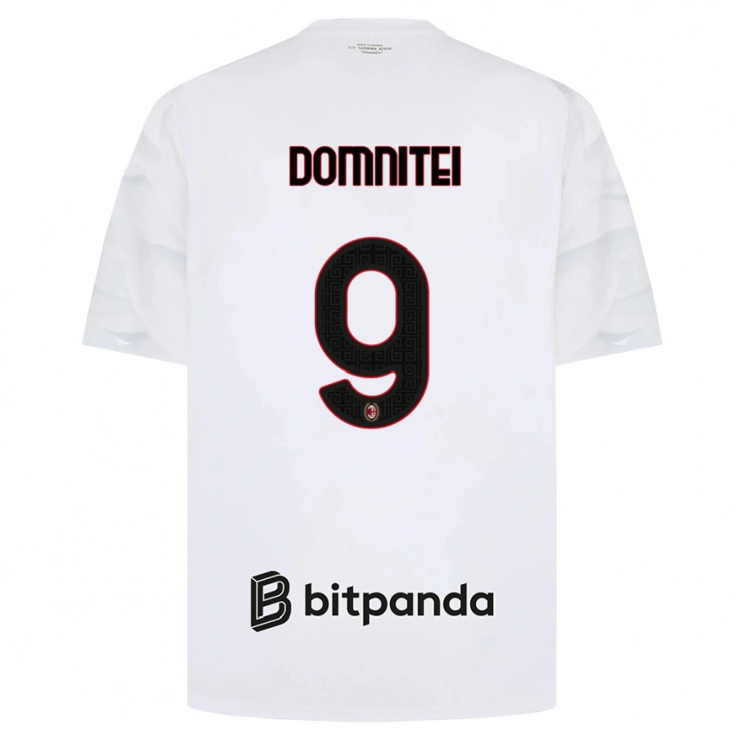 Danxen Donna Maglia Francesco Domniței #9 Bianco Rosso Nero Kit Gara Away 2026/27 Maglietta