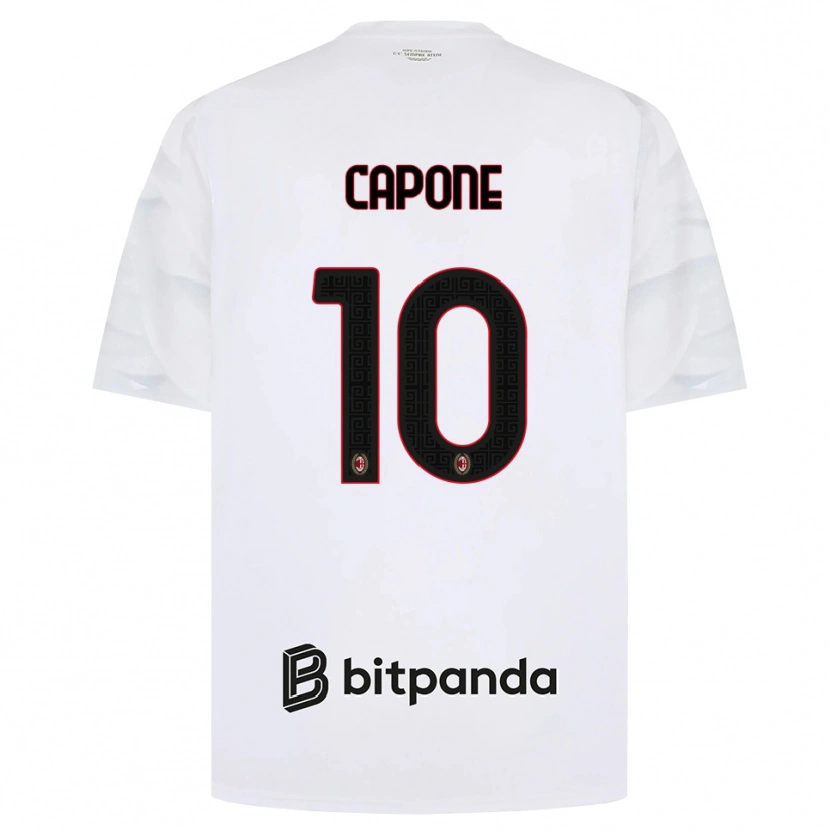 Danxen Donna Maglia Andrea Capone #10 Bianco Rosso Nero Kit Gara Away 2026/27 Maglietta