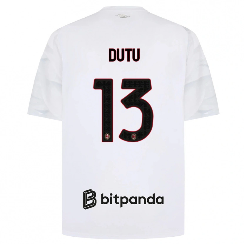Danxen Donna Maglia Matteo Dutu #13 Bianco Rosso Nero Kit Gara Away 2026/27 Maglietta