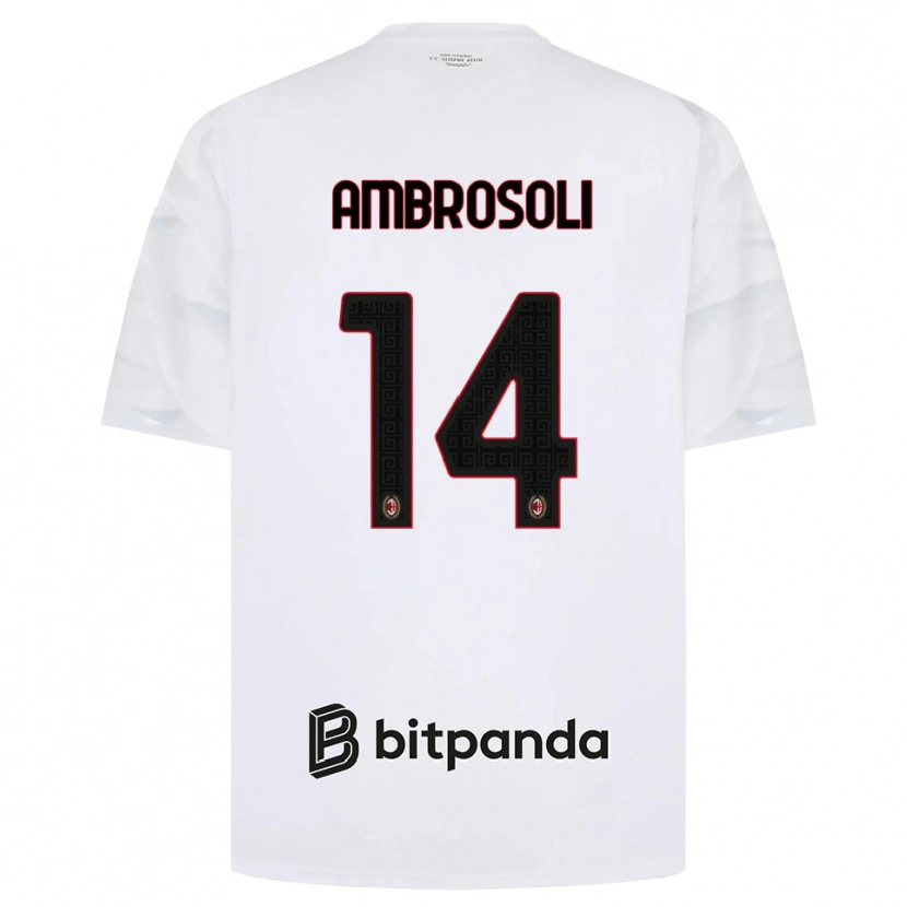 Danxen Donna Maglia Pietro Ambrosoli #14 Bianco Rosso Nero Kit Gara Away 2026/27 Maglietta