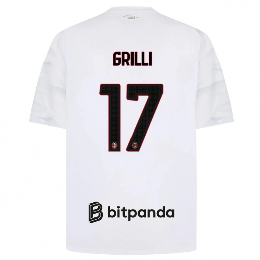 Danxen Donna Maglia Federico Grilli #17 Bianco Rosso Nero Kit Gara Away 2026/27 Maglietta