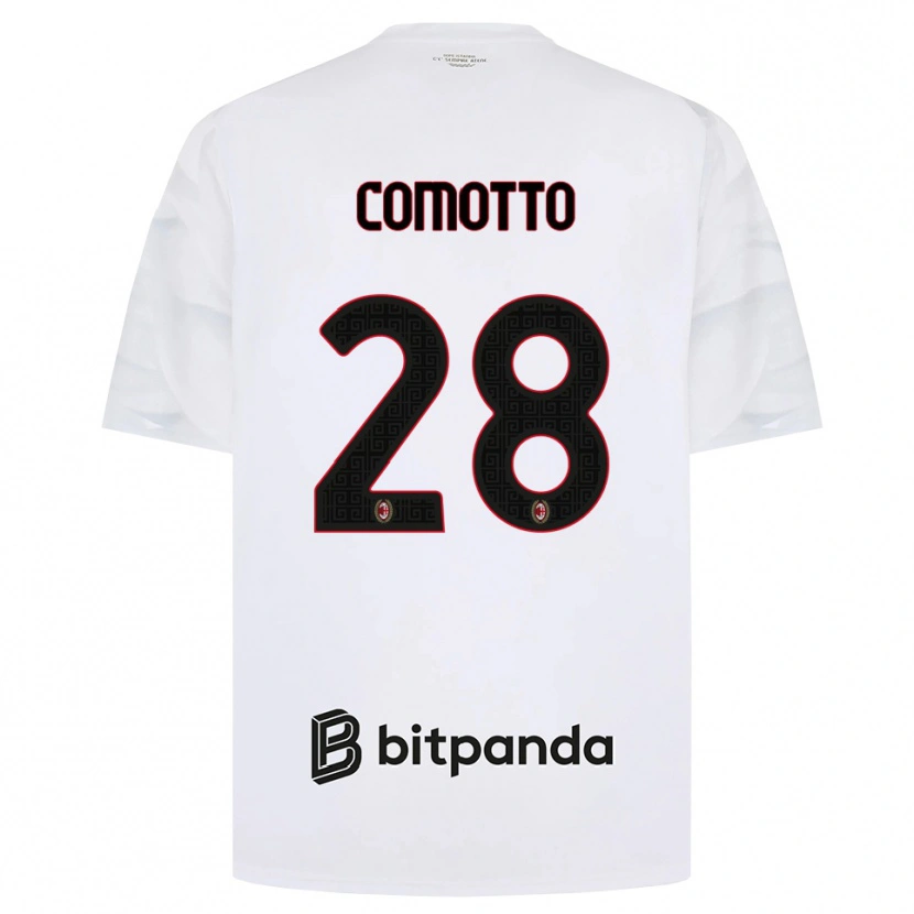 Danxen Donna Maglia Christian Comotto #28 Bianco Rosso Nero Kit Gara Away 2026/27 Maglietta