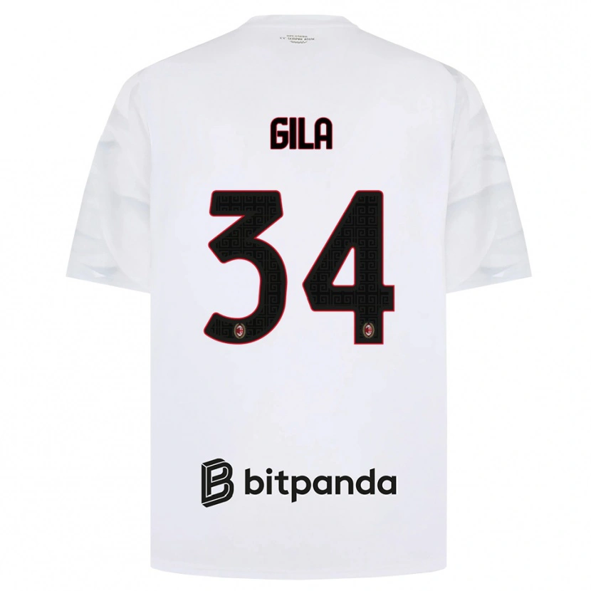 Danxen Donna Maglia Mario Gila #34 Bianco Rosso Nero Kit Gara Away 2026/27 Maglietta