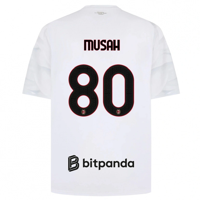Danxen Donna Maglia Yunus Musah #80 Bianco Rosso Nero Kit Gara Away 2026/27 Maglietta