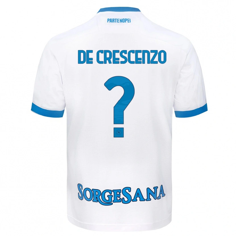 Danxen Donna Maglia Francesco De Crescenzo #0 Bianco Azzurro Kit Gara Away 2026/27 Maglietta