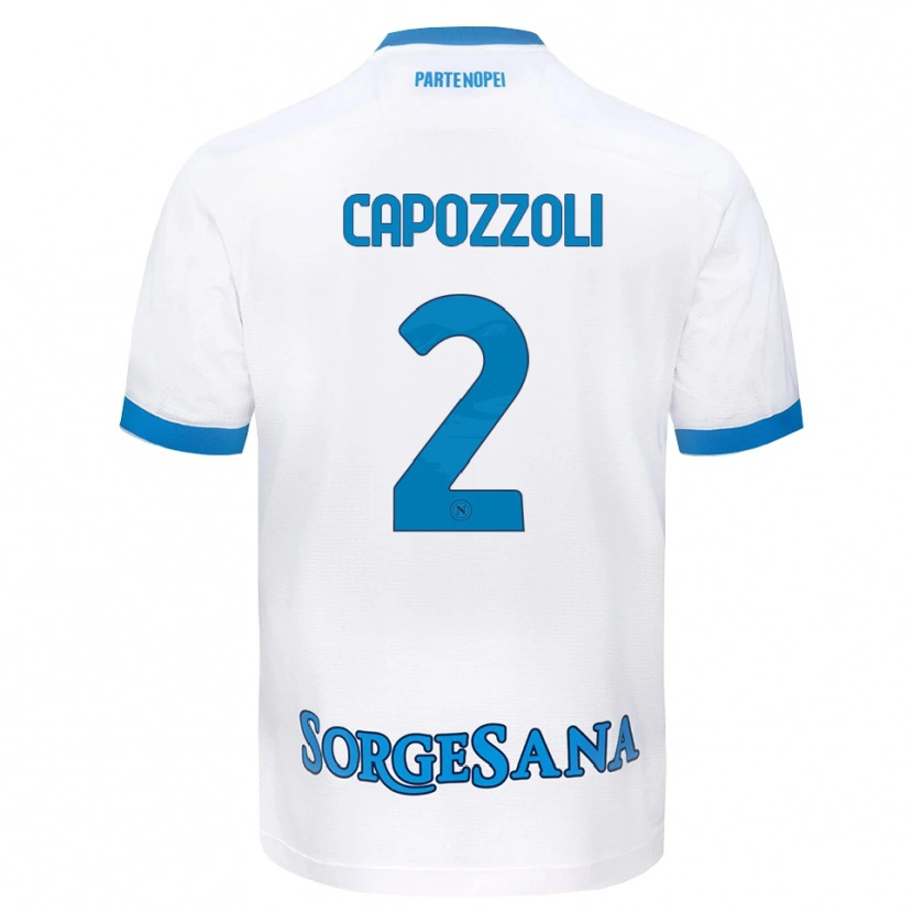 Danxen Donna Maglia Emanuele Capozzoli #2 Bianco Azzurro Kit Gara Away 2026/27 Maglietta