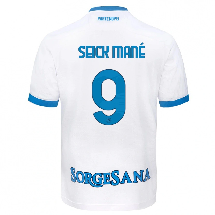 Danxen Donna Maglia Mohamed Seick Mané #9 Bianco Azzurro Kit Gara Away 2026/27 Maglietta