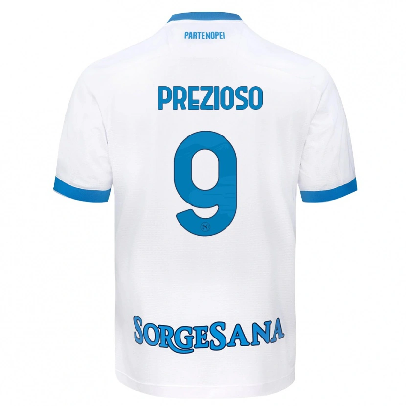 Danxen Donna Maglia Vittorio Prezioso #9 Bianco Azzurro Kit Gara Away 2026/27 Maglietta