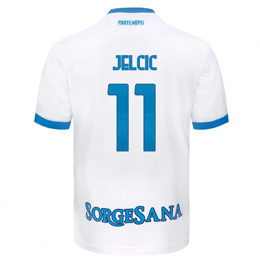 Danxen Donna Maglia Maja Jelčić #11 Bianco Azzurro Kit Gara Away 2026/27 Maglietta