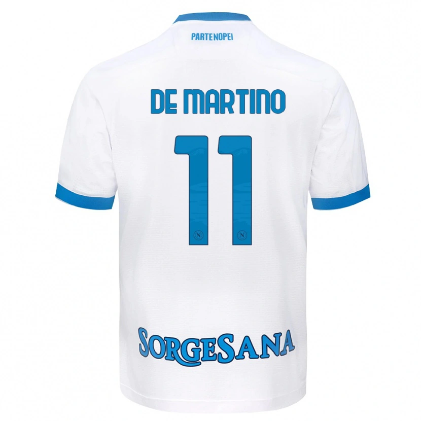 Danxen Donna Maglia Giuseppe De Martino #11 Bianco Azzurro Kit Gara Away 2026/27 Maglietta