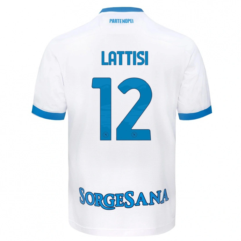 Danxen Donna Maglia Francesco Lattisi #12 Bianco Azzurro Kit Gara Away 2026/27 Maglietta