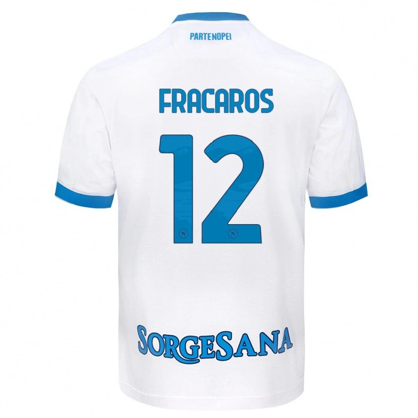 Danxen Donna Maglia Caterina Fracaros #12 Bianco Azzurro Kit Gara Away 2026/27 Maglietta