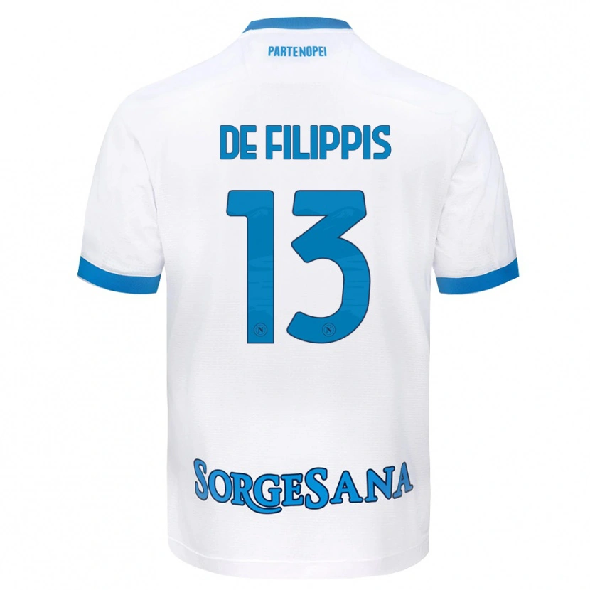 Danxen Donna Maglia Antonio De Filippis #13 Bianco Azzurro Kit Gara Away 2026/27 Maglietta