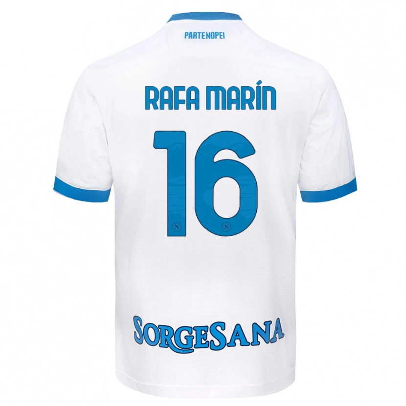 Danxen Donna Maglia Rafa Marín #16 Bianco Azzurro Kit Gara Away 2026/27 Maglietta