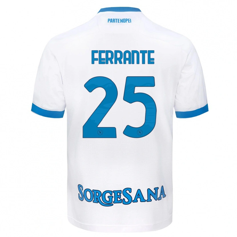 Danxen Donna Maglia Mathias Ferrante #25 Bianco Azzurro Kit Gara Away 2026/27 Maglietta