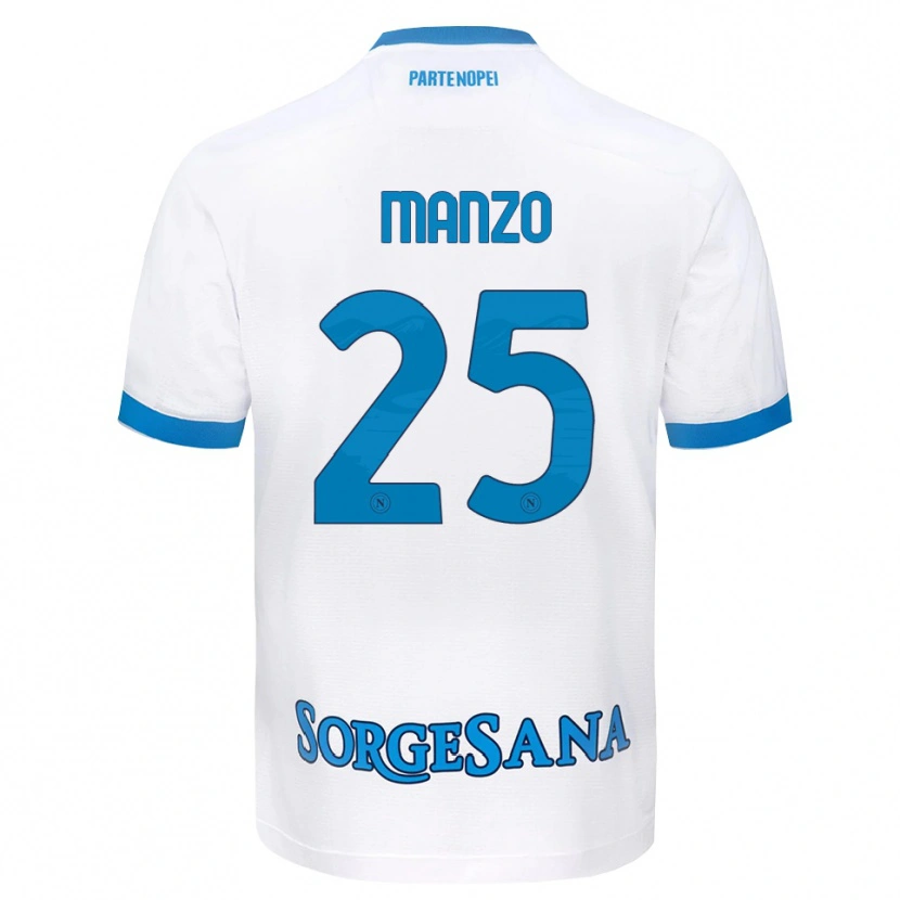Danxen Donna Maglia Alessia Manzo #25 Bianco Azzurro Kit Gara Away 2026/27 Maglietta