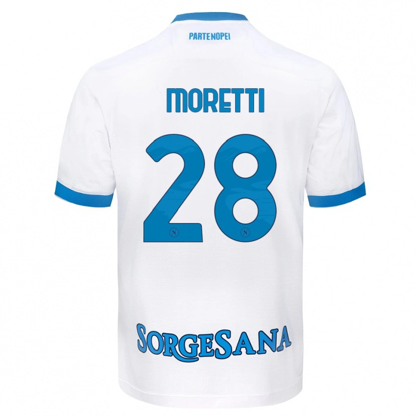 Danxen Donna Maglia Ginevra Moretti #28 Bianco Azzurro Kit Gara Away 2026/27 Maglietta