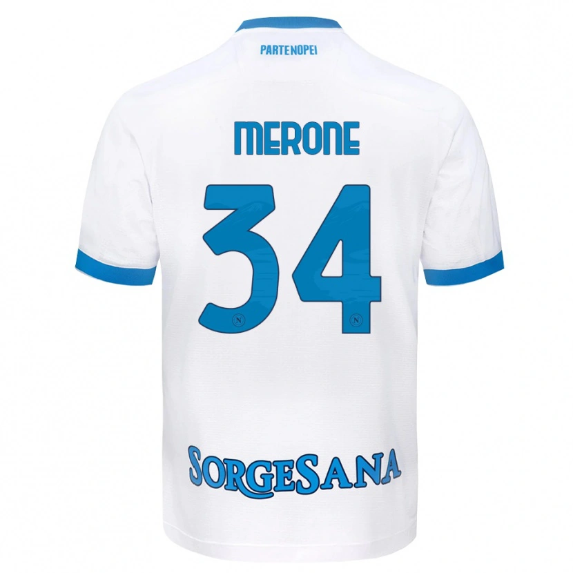 Danxen Donna Maglia Alessandro Merone #34 Bianco Azzurro Kit Gara Away 2026/27 Maglietta
