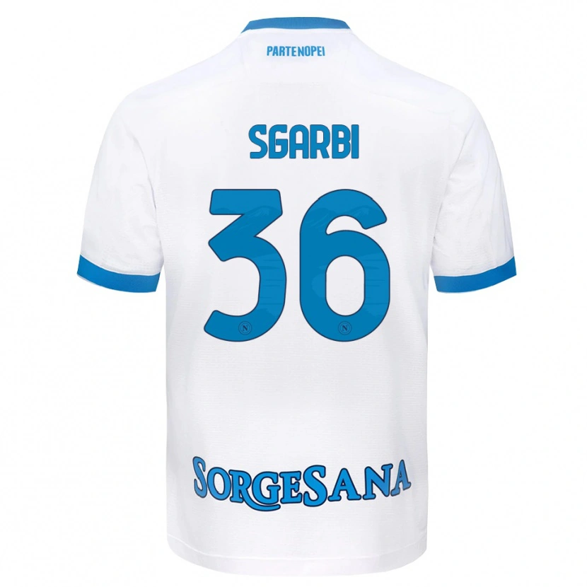 Danxen Donna Maglia Lorenzo Sgarbi #36 Bianco Azzurro Kit Gara Away 2026/27 Maglietta