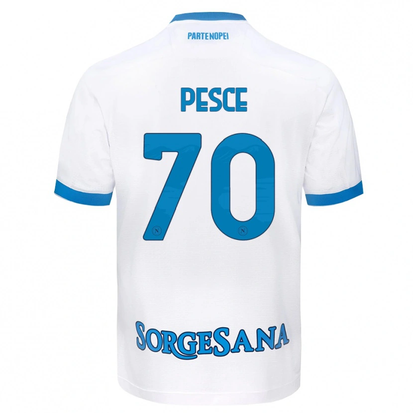 Danxen Donna Maglia Antonio Pesce #70 Bianco Azzurro Kit Gara Away 2026/27 Maglietta