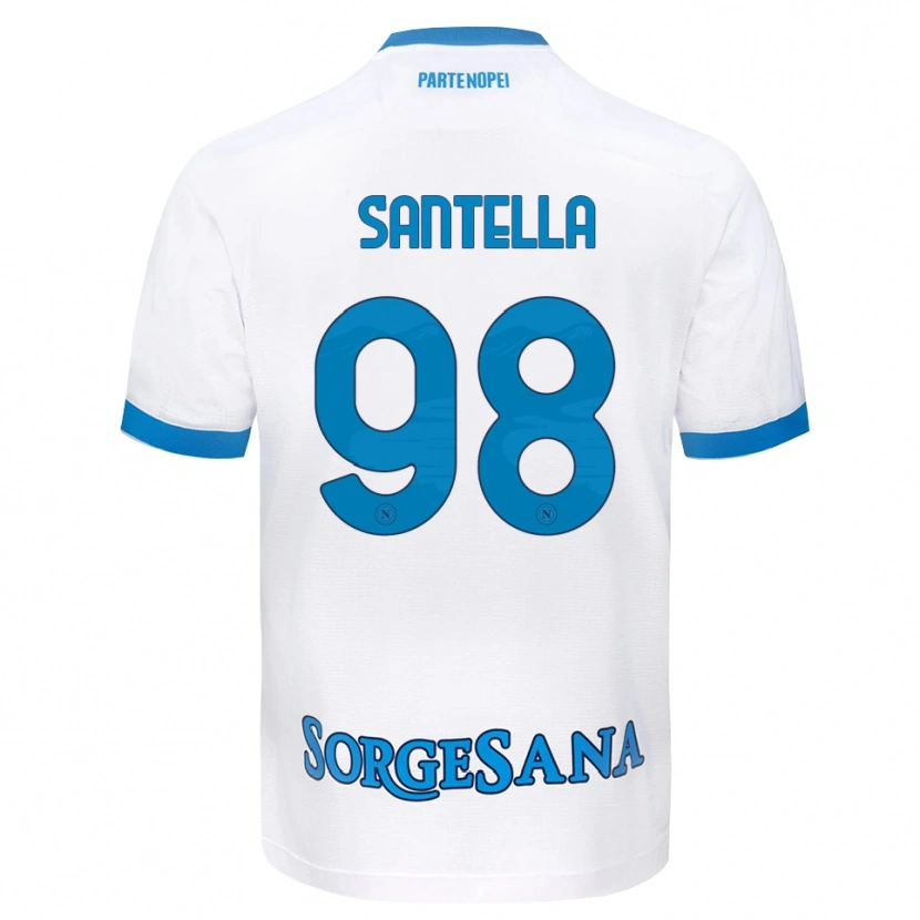 Danxen Donna Maglia Alessandro Santella #98 Bianco Azzurro Kit Gara Away 2026/27 Maglietta